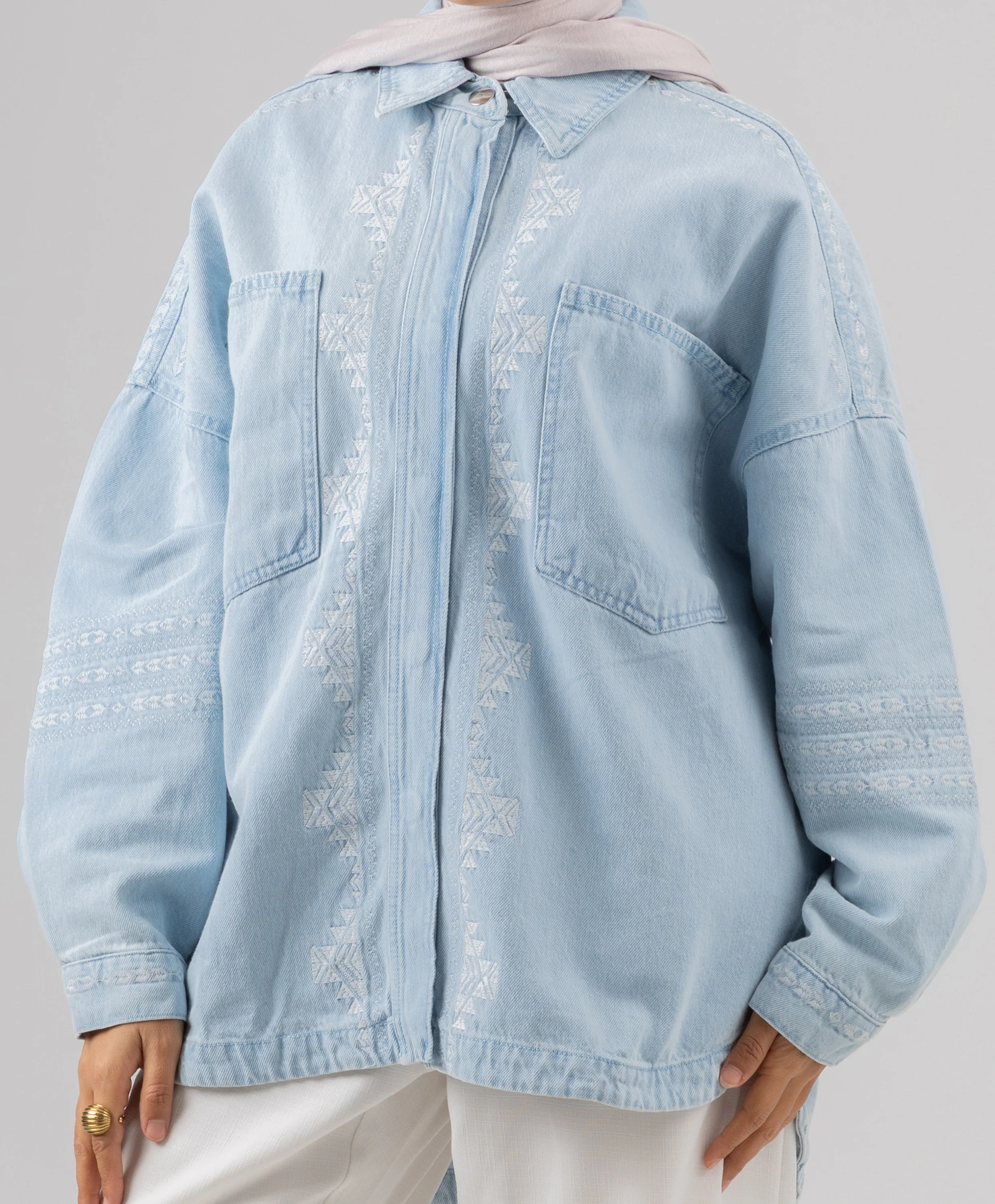 Embroidered Denim Shirt - Image 7