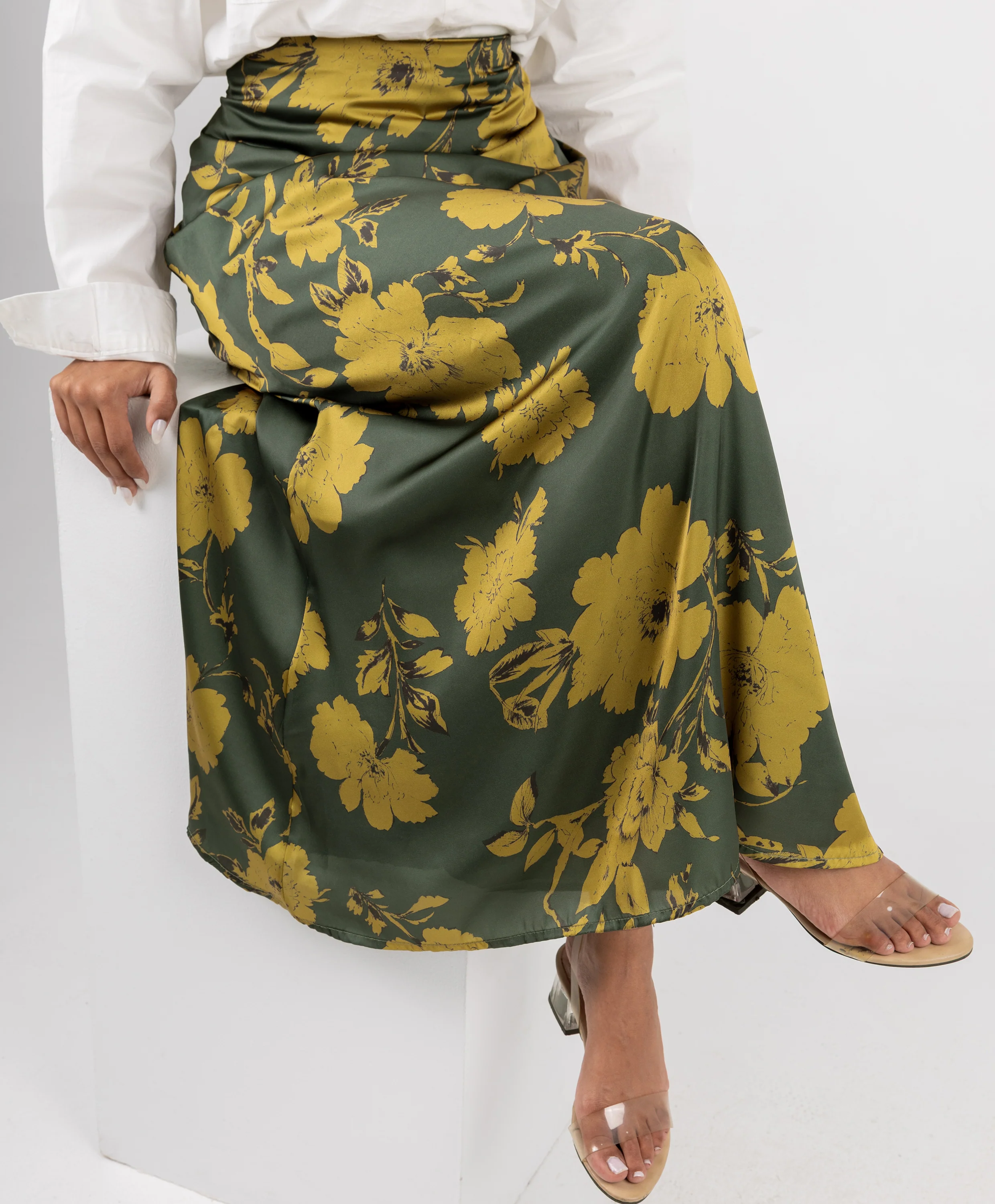 Floral Satin Skirt - Image 3