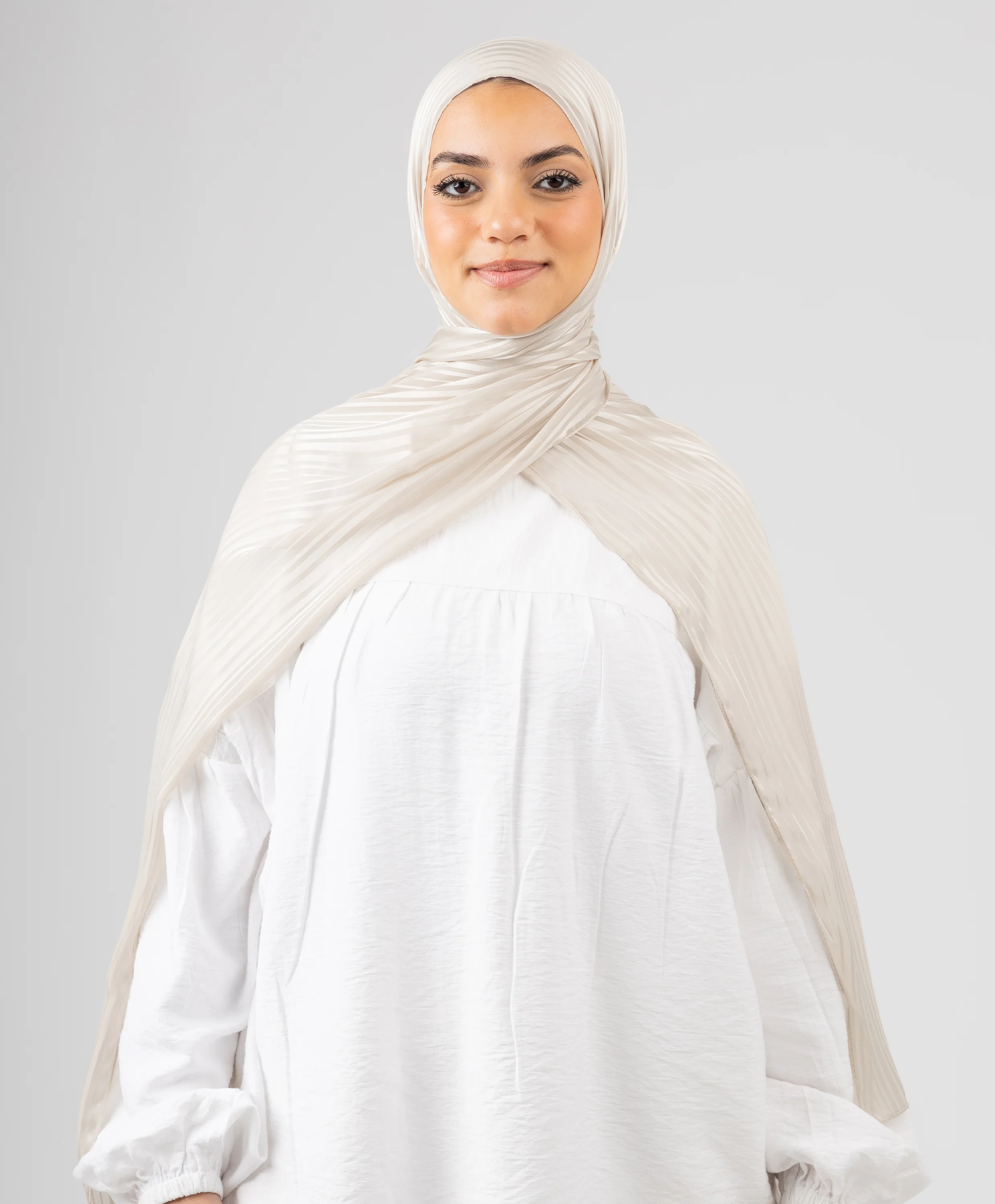 Linear Satin Chiffon Scarf - Image 3