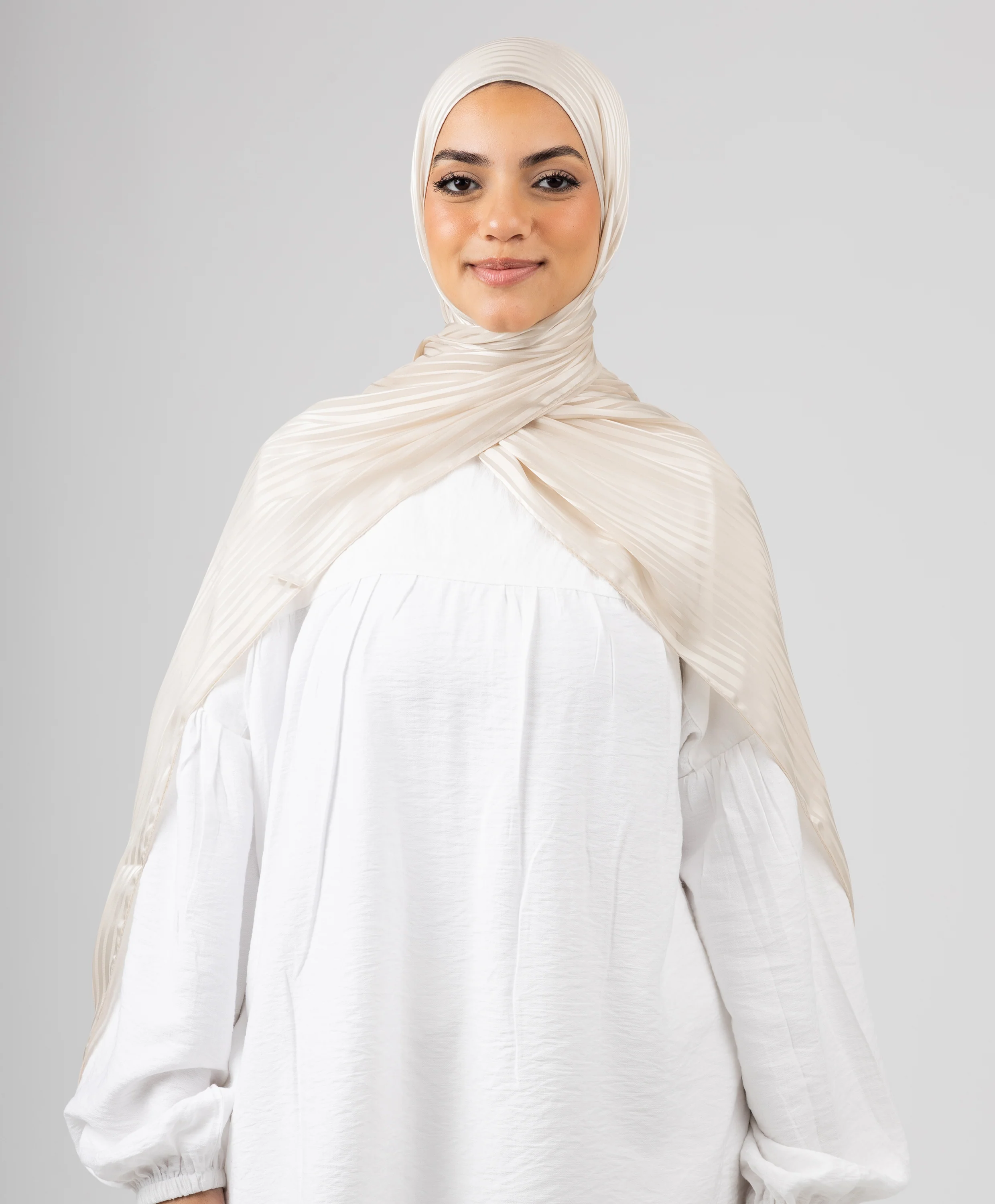 Linear Satin Chiffon Scarf - Image 4