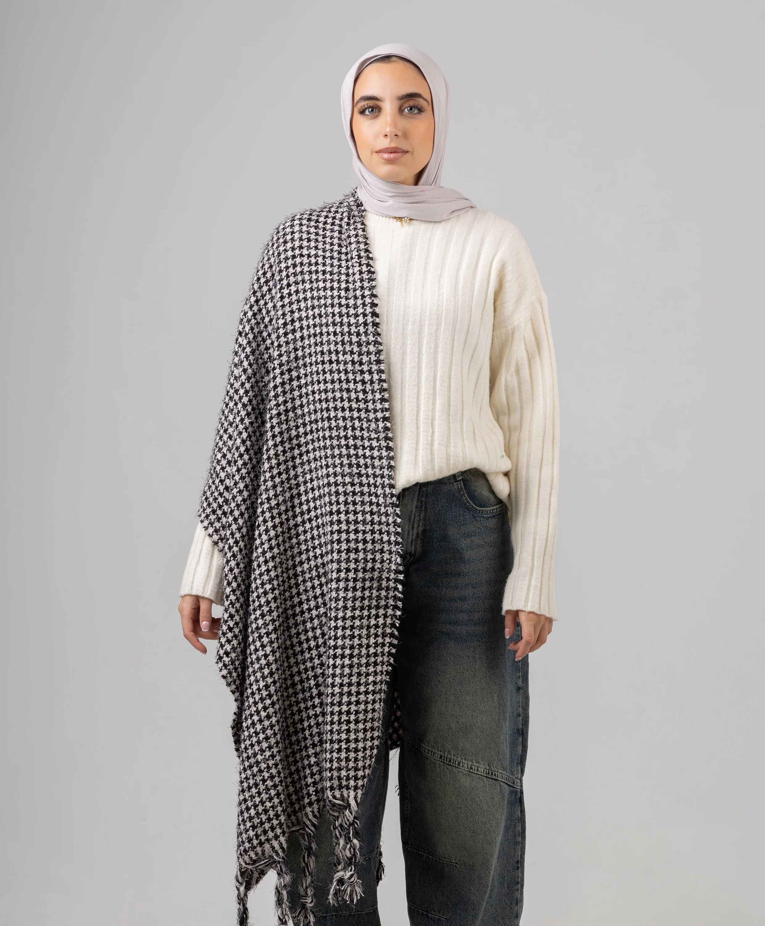Mini Houndstooth Winter Shawl