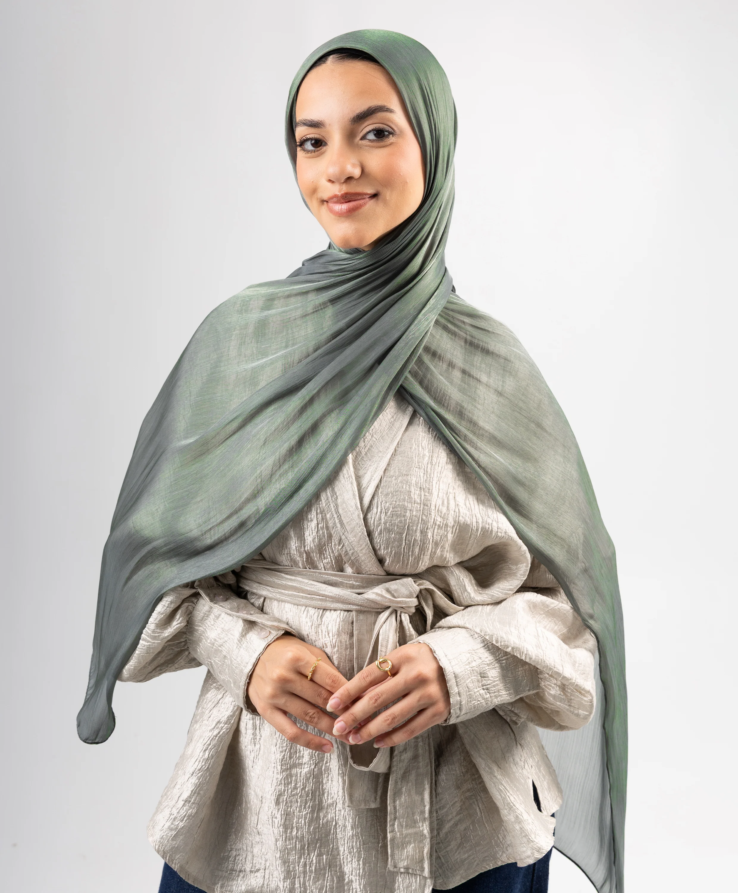 Organza Crinkle Satin Scarf - Image 11