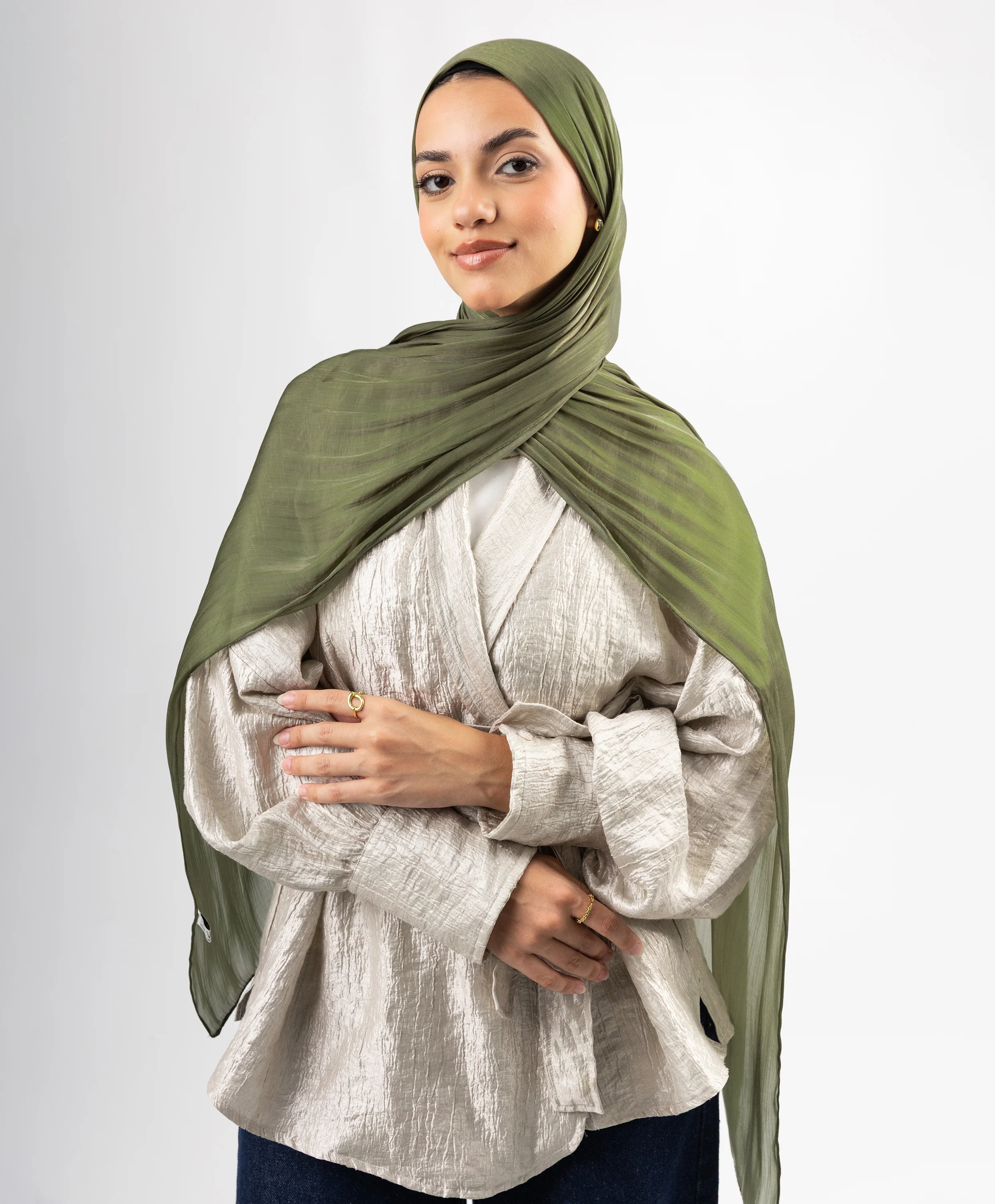 Organza Crinkle Satin Scarf - Image 12