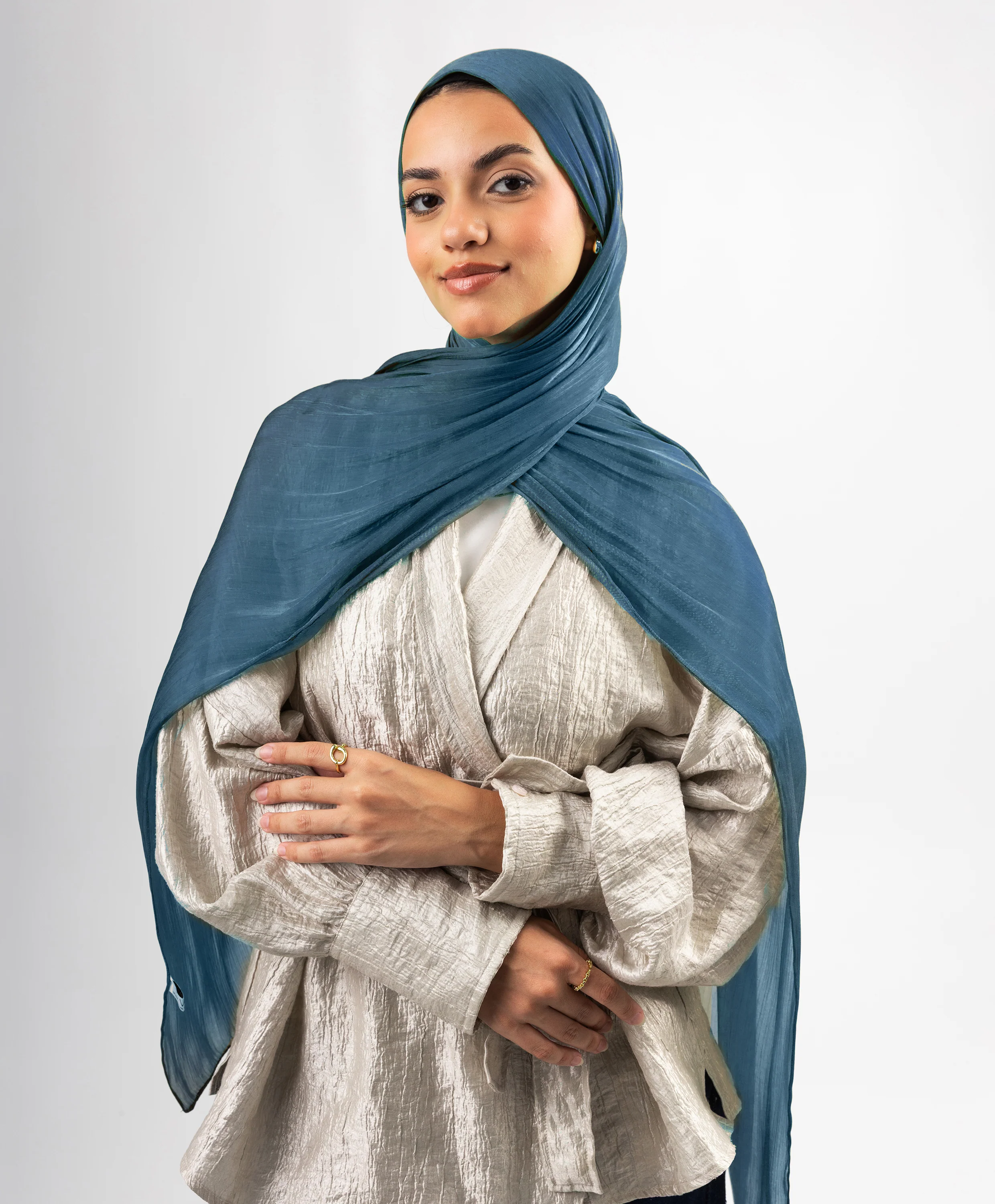 Organza Crinkle Satin Scarf - Image 13