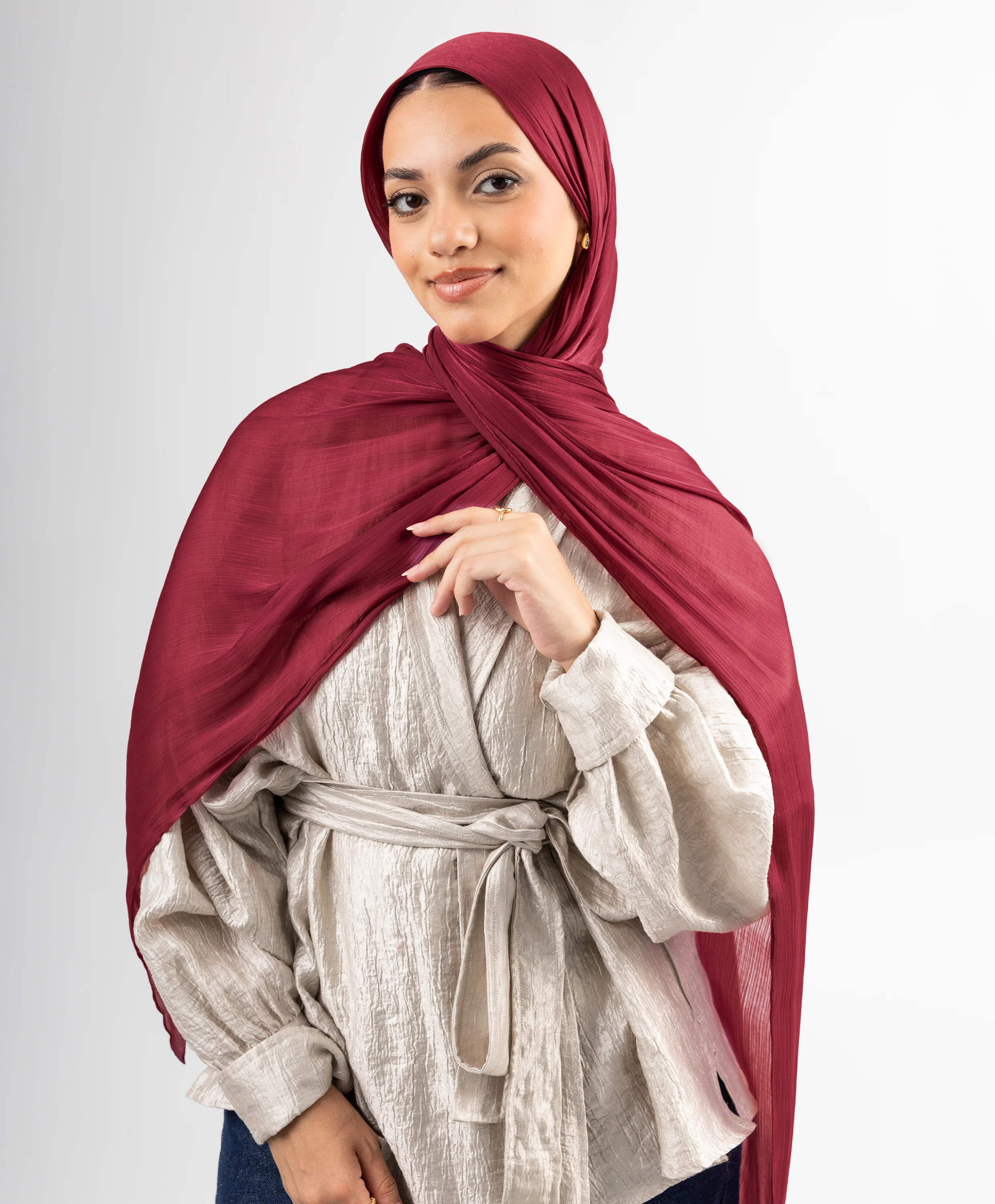 Organza Crinkle Satin Scarf - Image 29