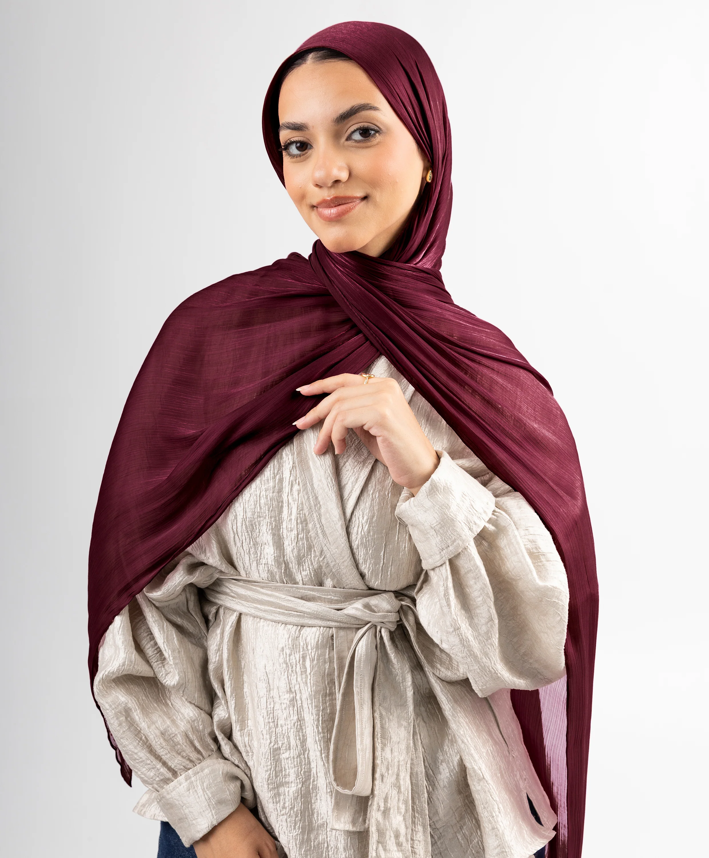 Organza Crinkle Satin Scarf - Image 43