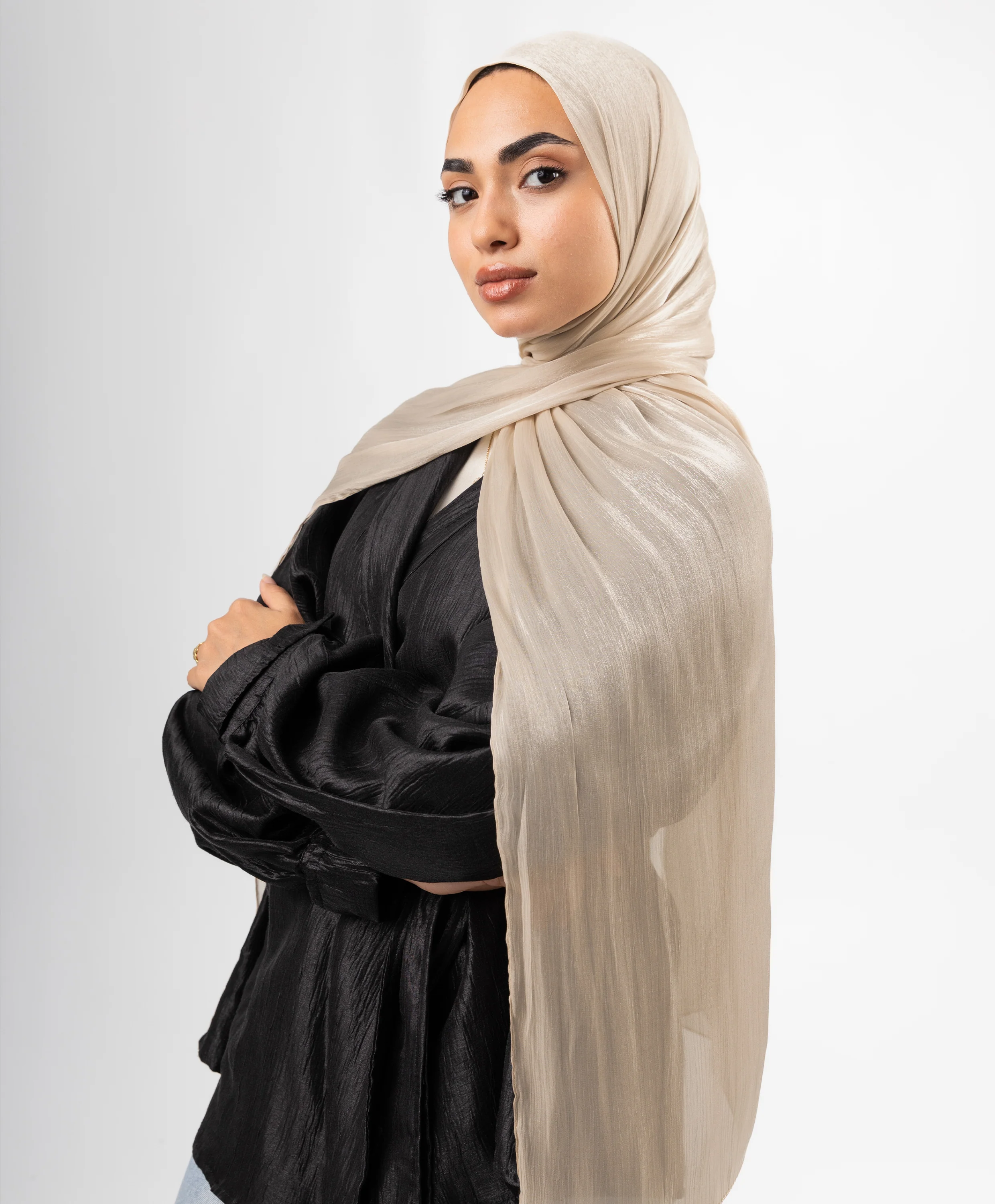 Organza Crinkle Satin Scarf - Image 5
