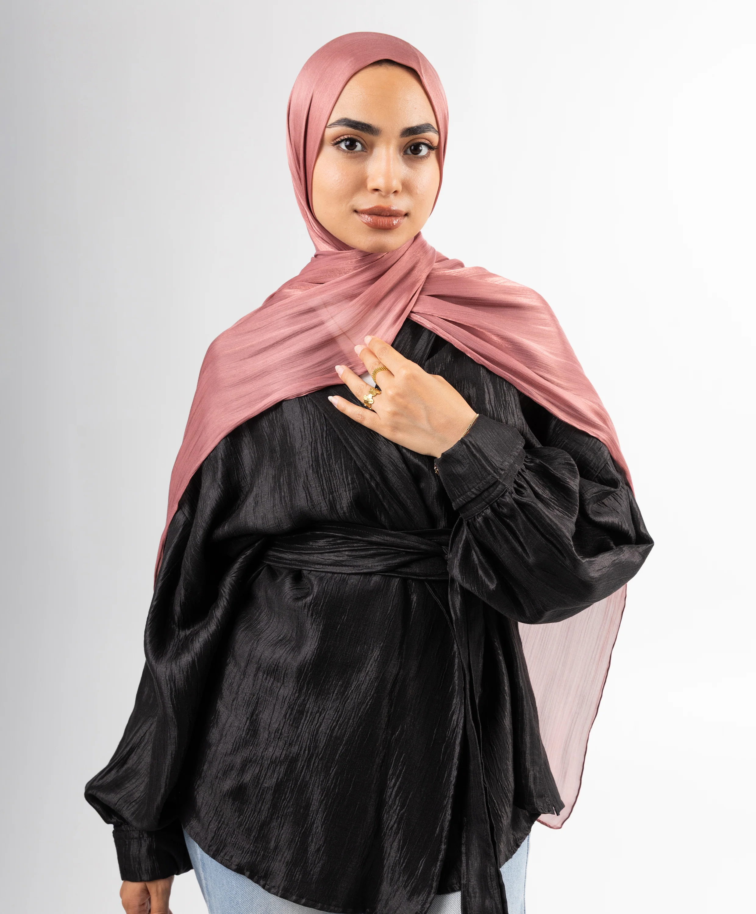 Organza Crinkle Satin Scarf - Image 7