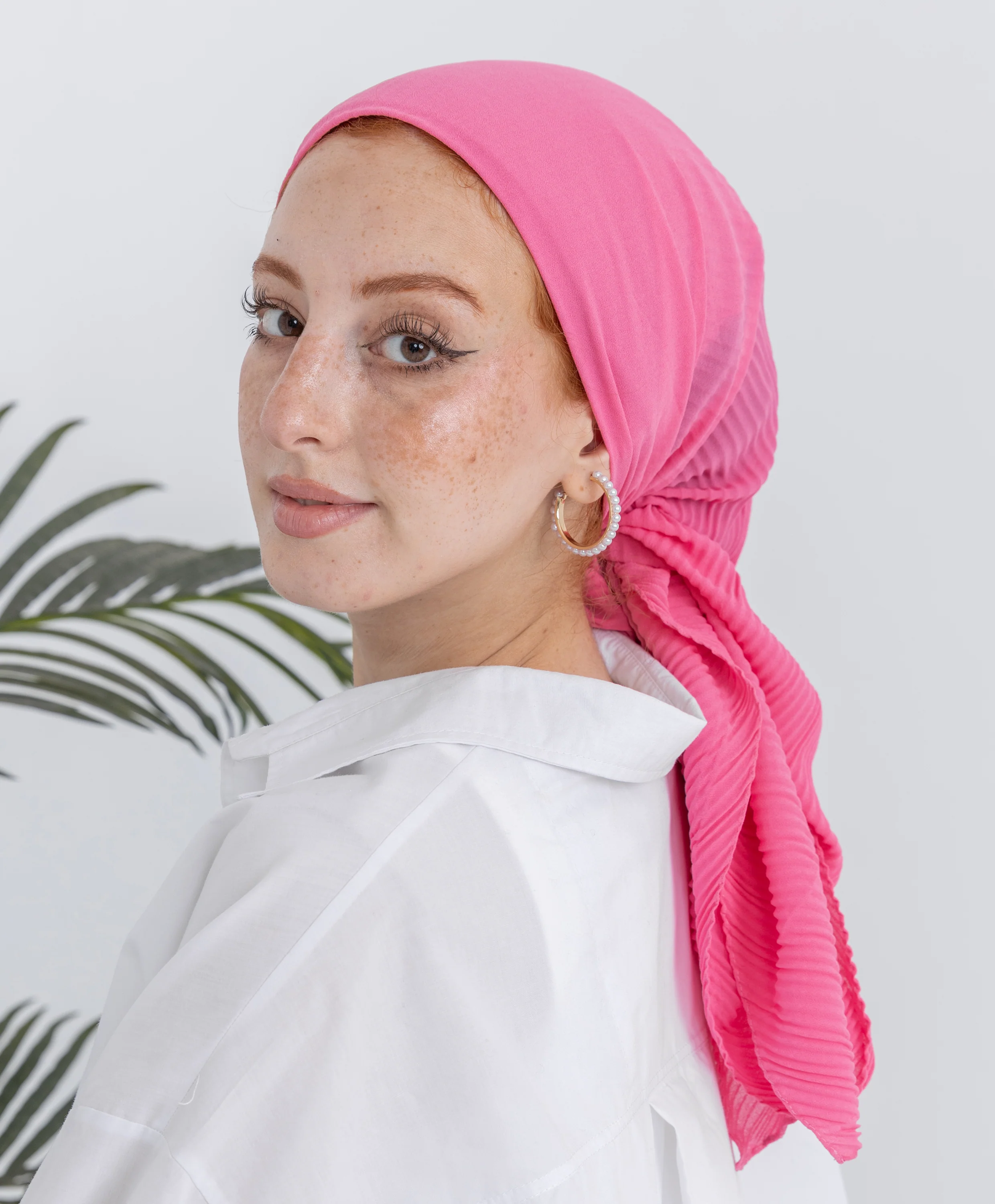 Pleated Plain Square Scarf - Image 6