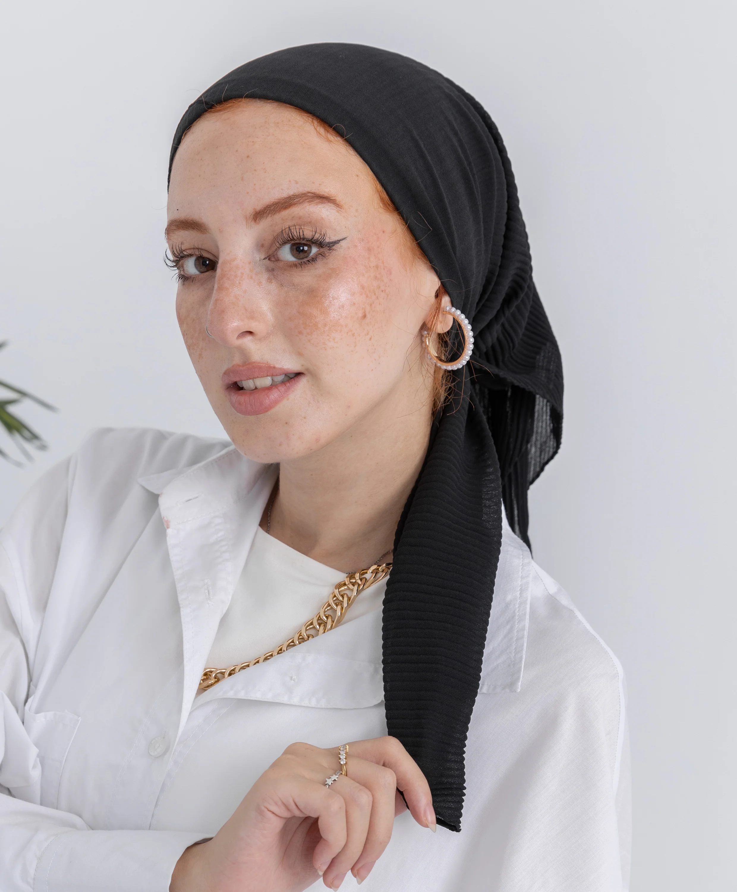 Pleated Plain Square Scarf - Image 8
