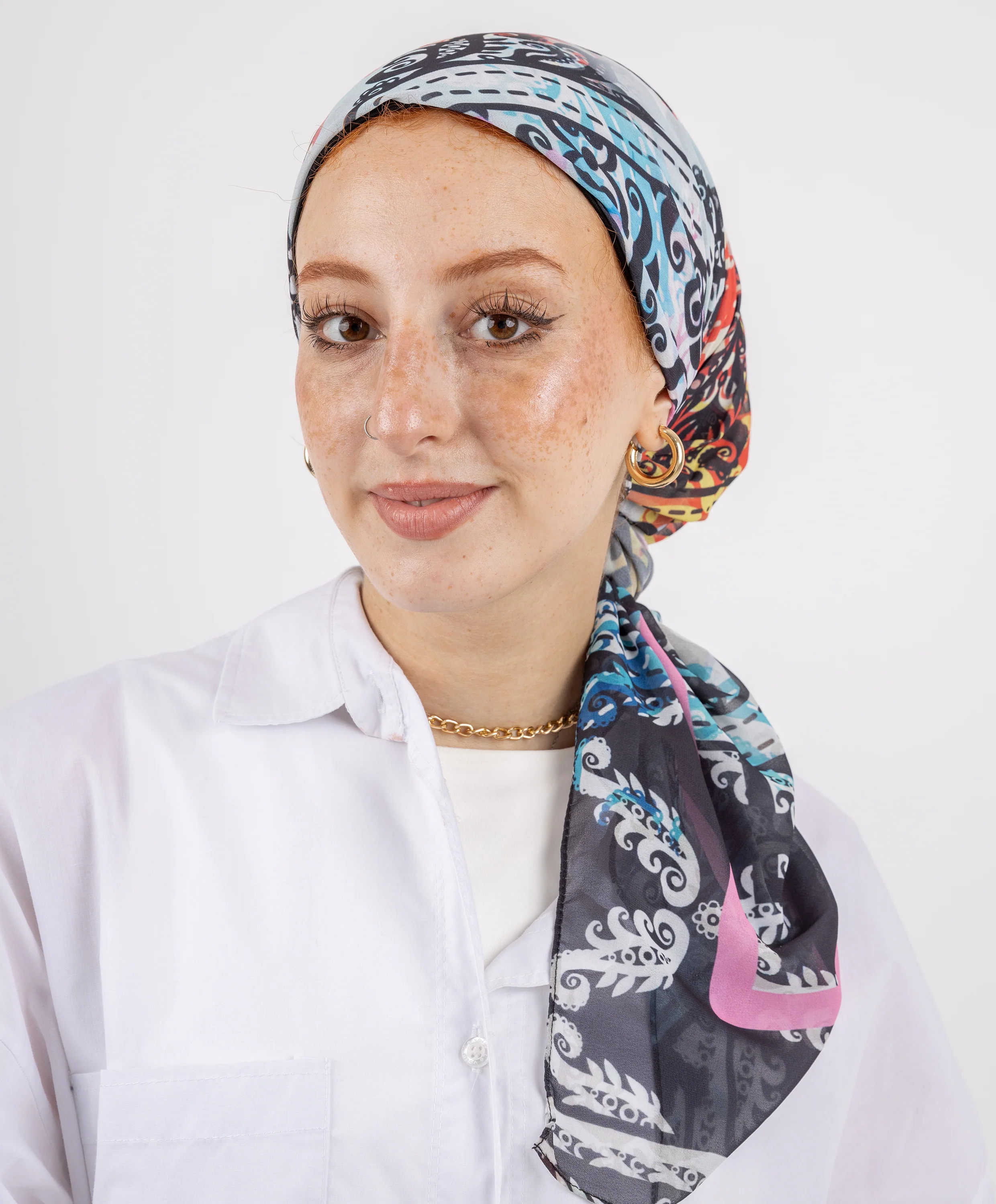 Printed Square Chiffon Scarf - Image 2