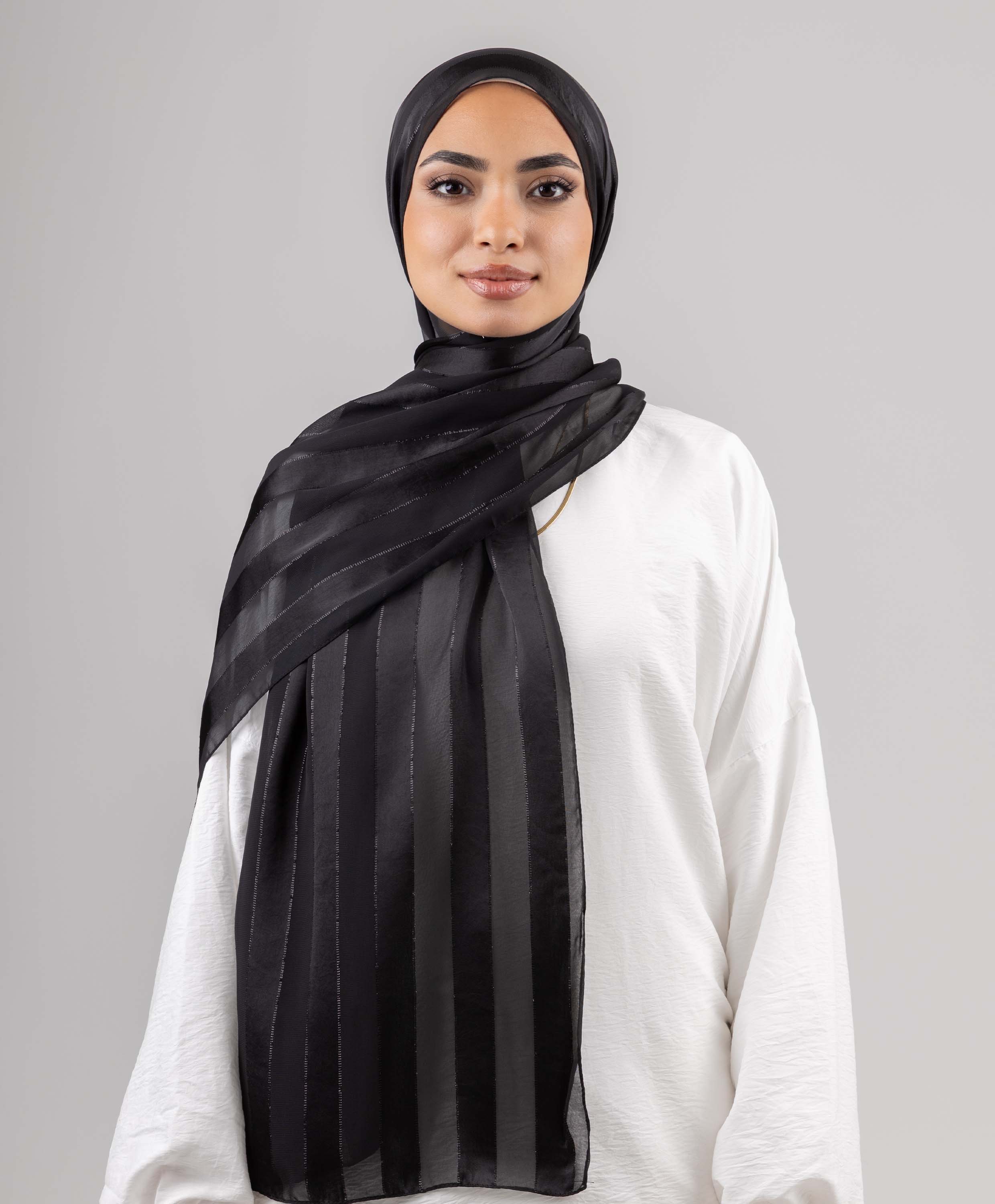 Striped Chiffon Scarf - Image 8