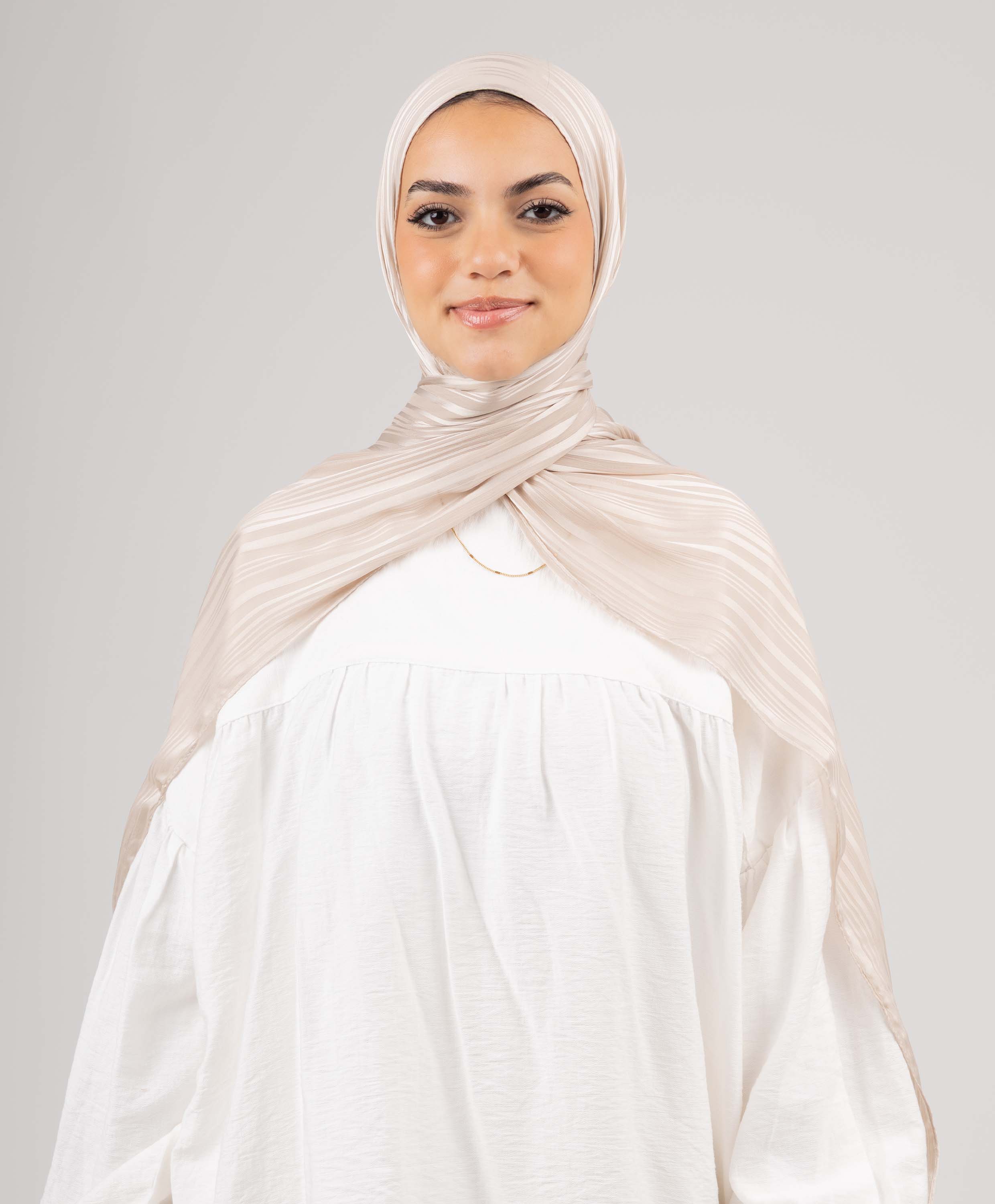 Striped Satin Chiffon Scarf - Image 11