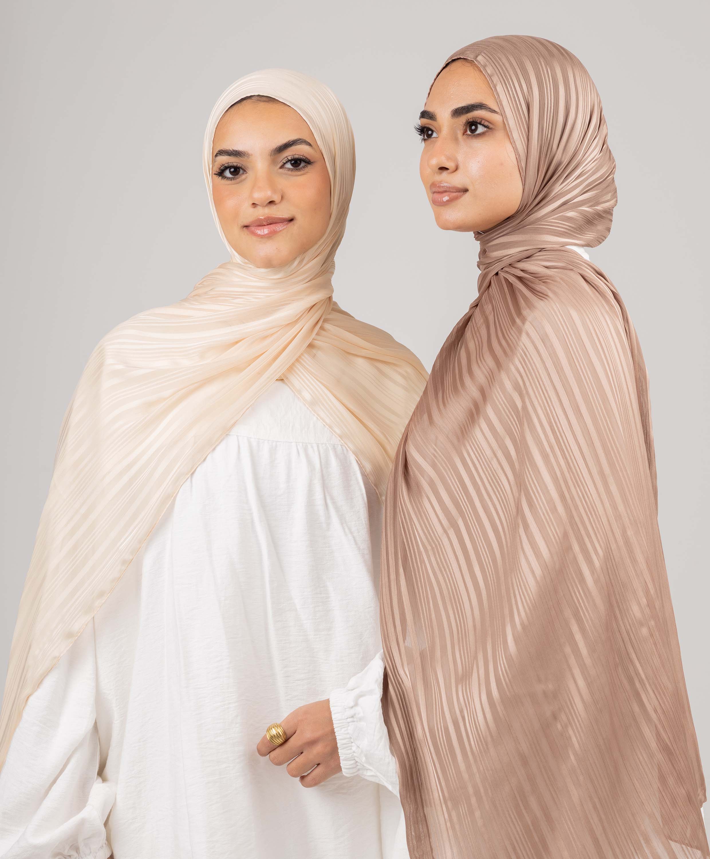 Striped Satin Chiffon Scarf - Image 2
