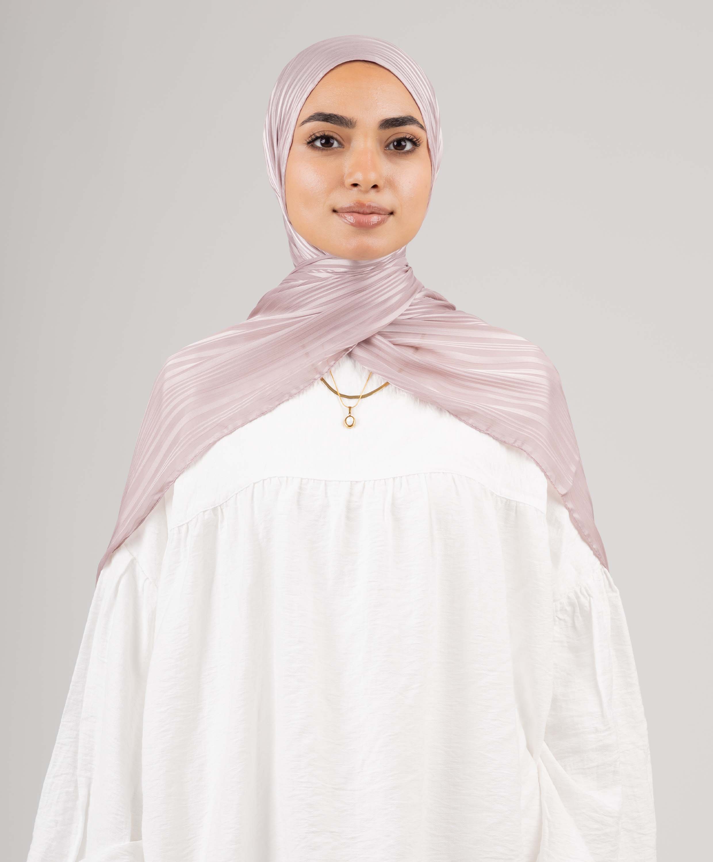 Striped Satin Chiffon Scarf - Image 5